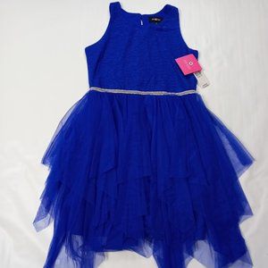 Amy Byer Girls princess dress size 16 cobalt blue twilight mesh sleeveless tank